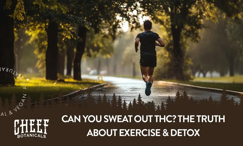 Can you sweat out THC featured blog image by Cheef Botanicals.Shows a man running down a street.