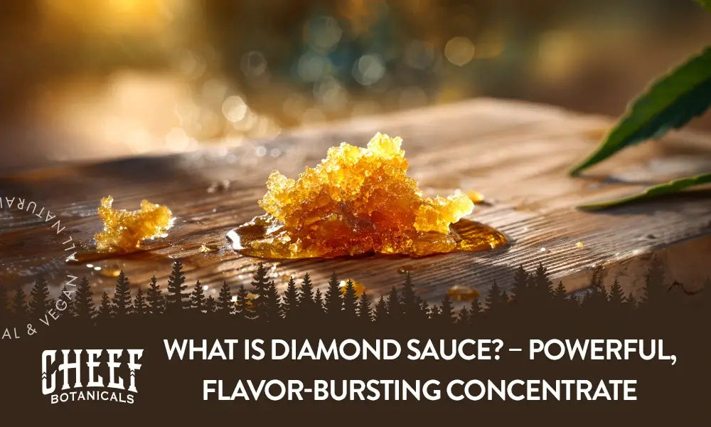 THCa diamond sauce sitting on a wooden table.