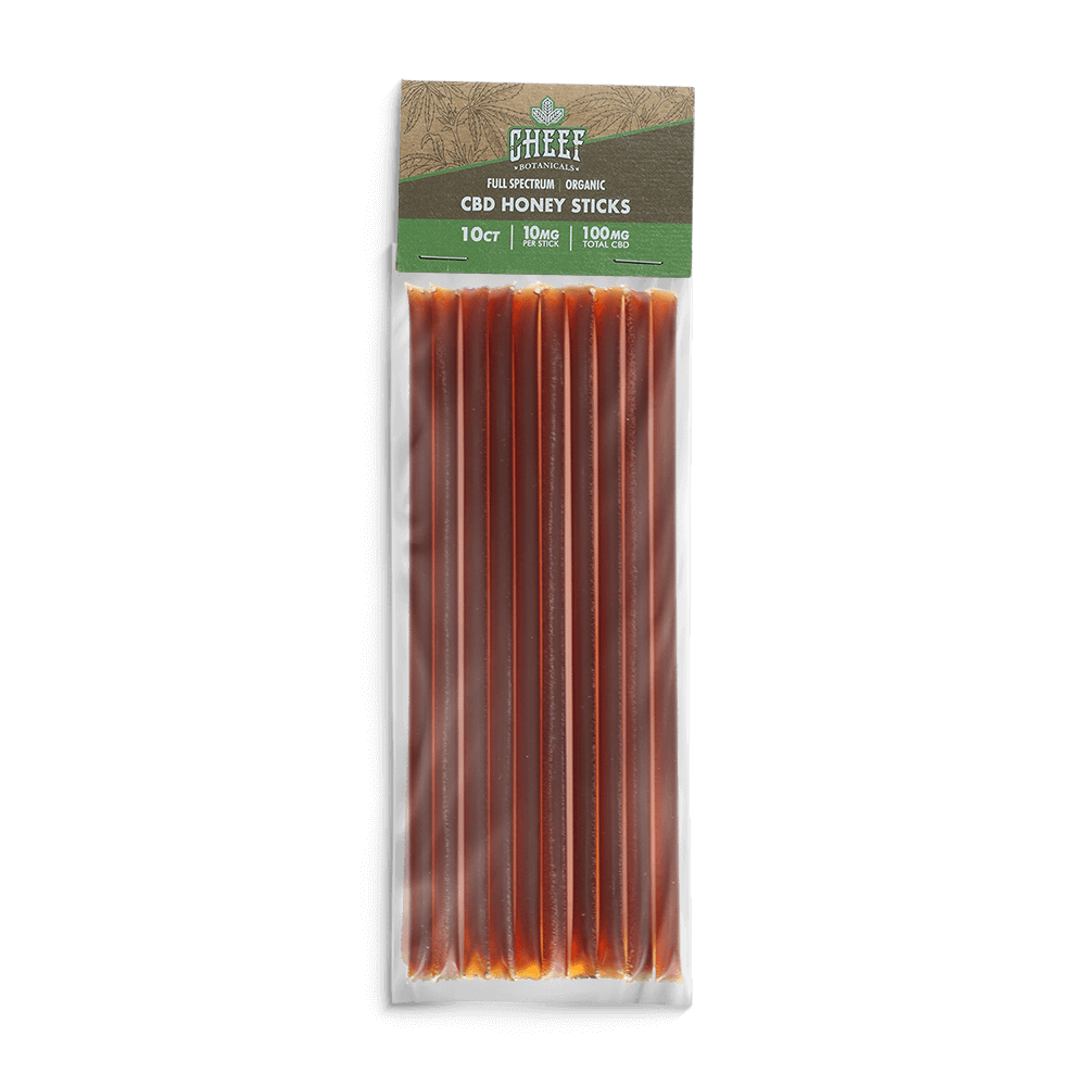 cheef botanicals CBD honey sticks packaged 10 pck