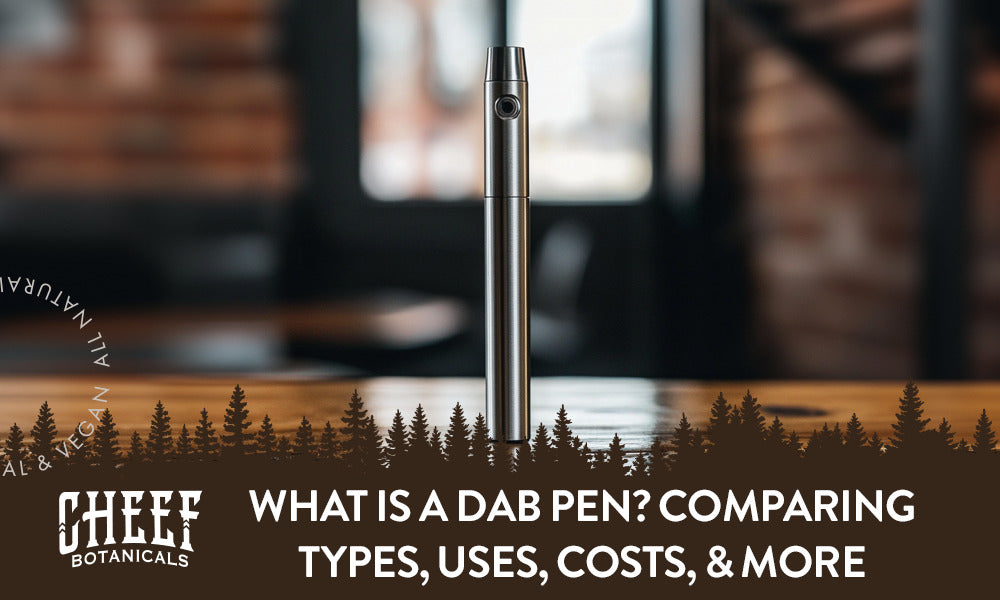 What Is a Dab Pen (featured blog image by Cheef Botanicals. Show a metallic silver dab pen. 