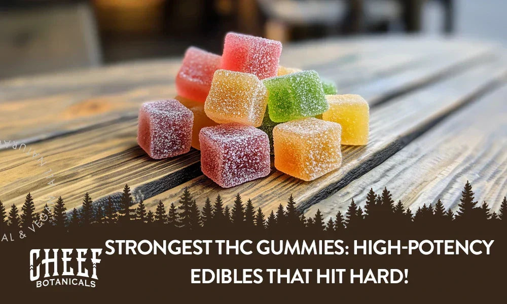 A pile of square cannabis gummies sitting on a wooden table.