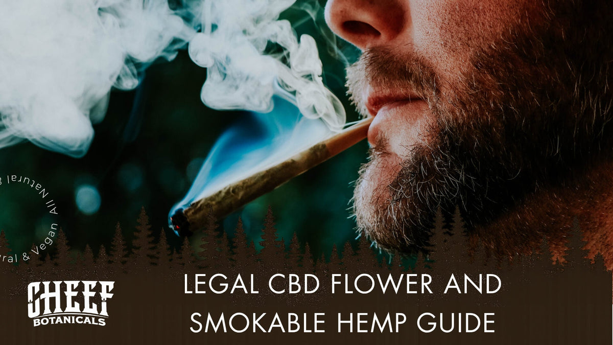 is CBD flower legal (featured blog image by Cheef Botanicals) shows a man smoking a CBD joint