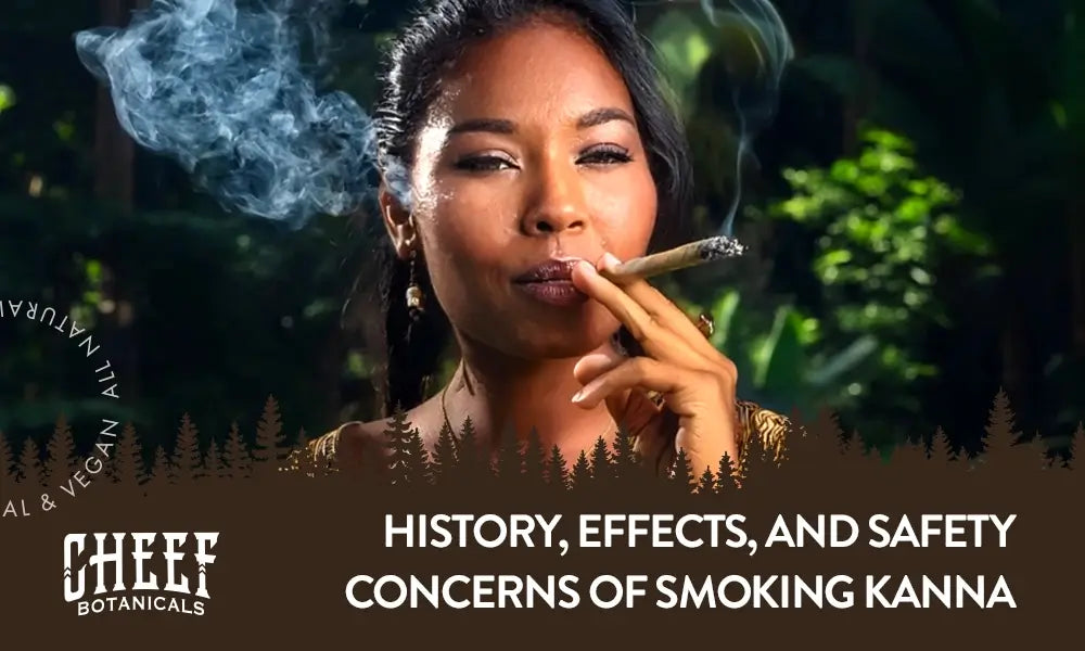 Smoking Kanna featurd blog image by Cheef Botanicals. shows a woman showing a hand rolled kanna joint.