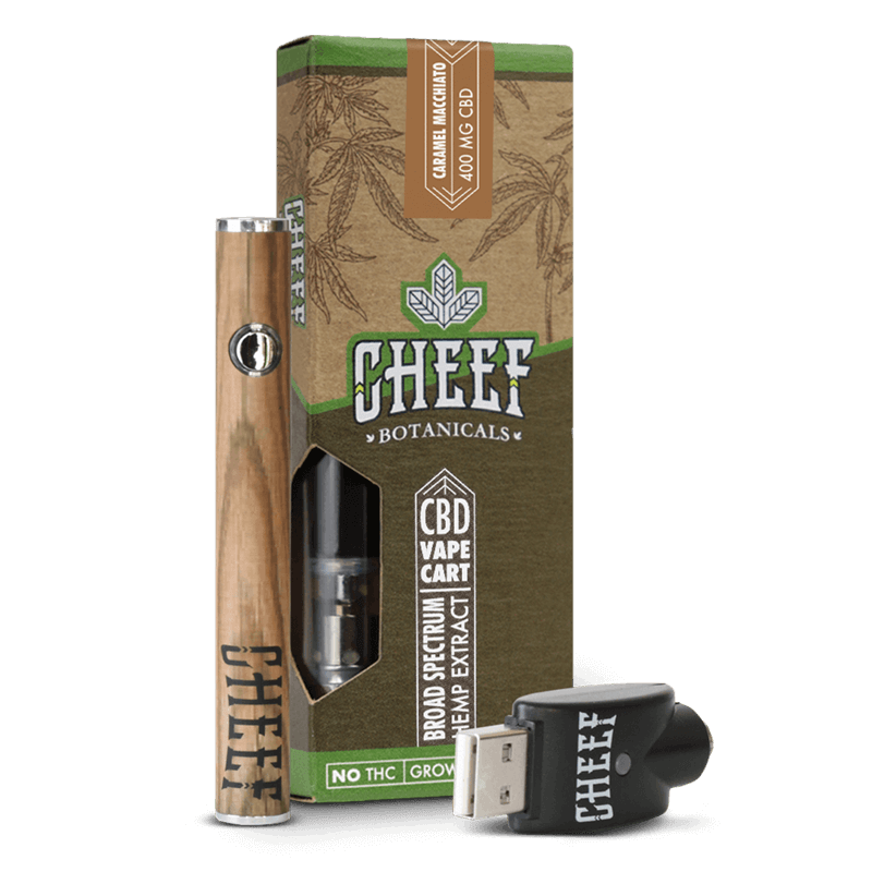 Cheef Botanicals CBD Vape Cart Caramel Mach 400mg with battery