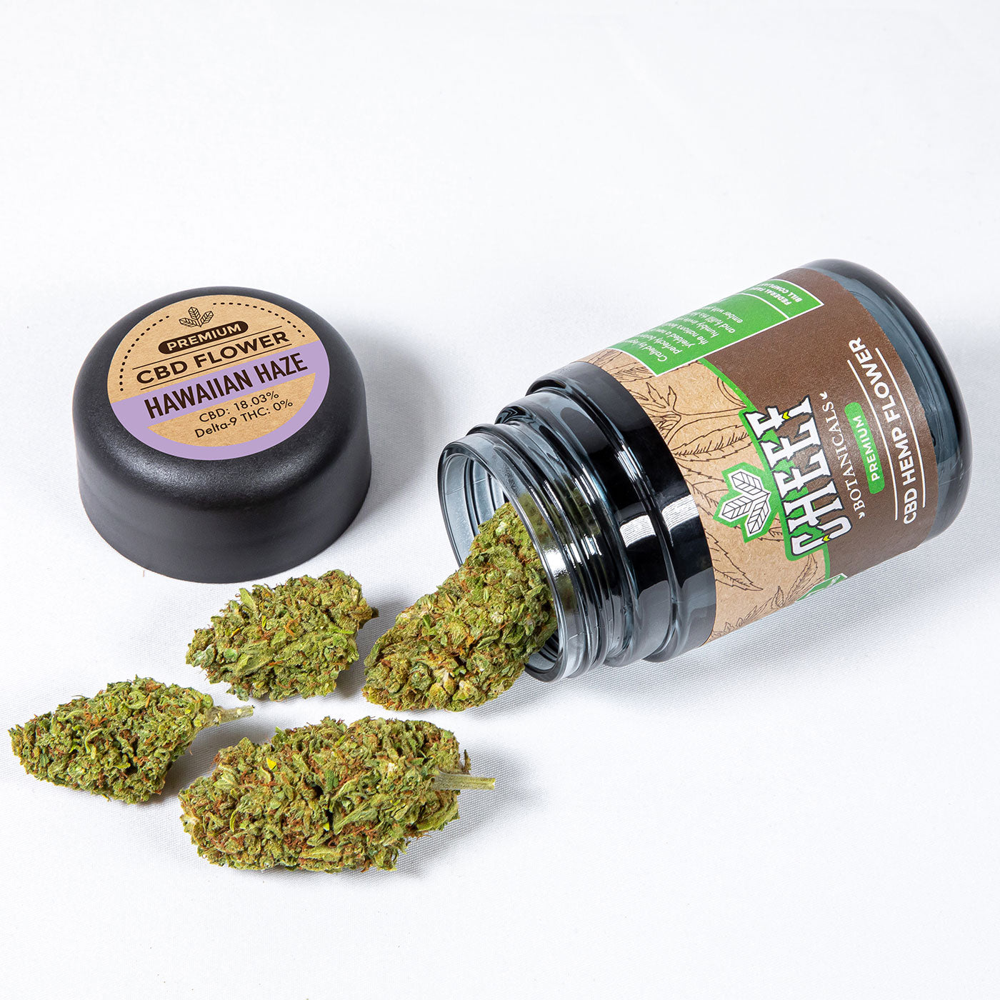 hawaiian haze cbd flower with jar
