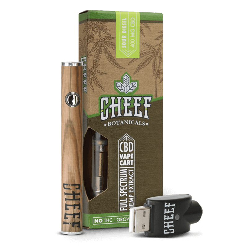Cheef Botanicals CBD Vape Cart Sour Diesel 400mg with battery