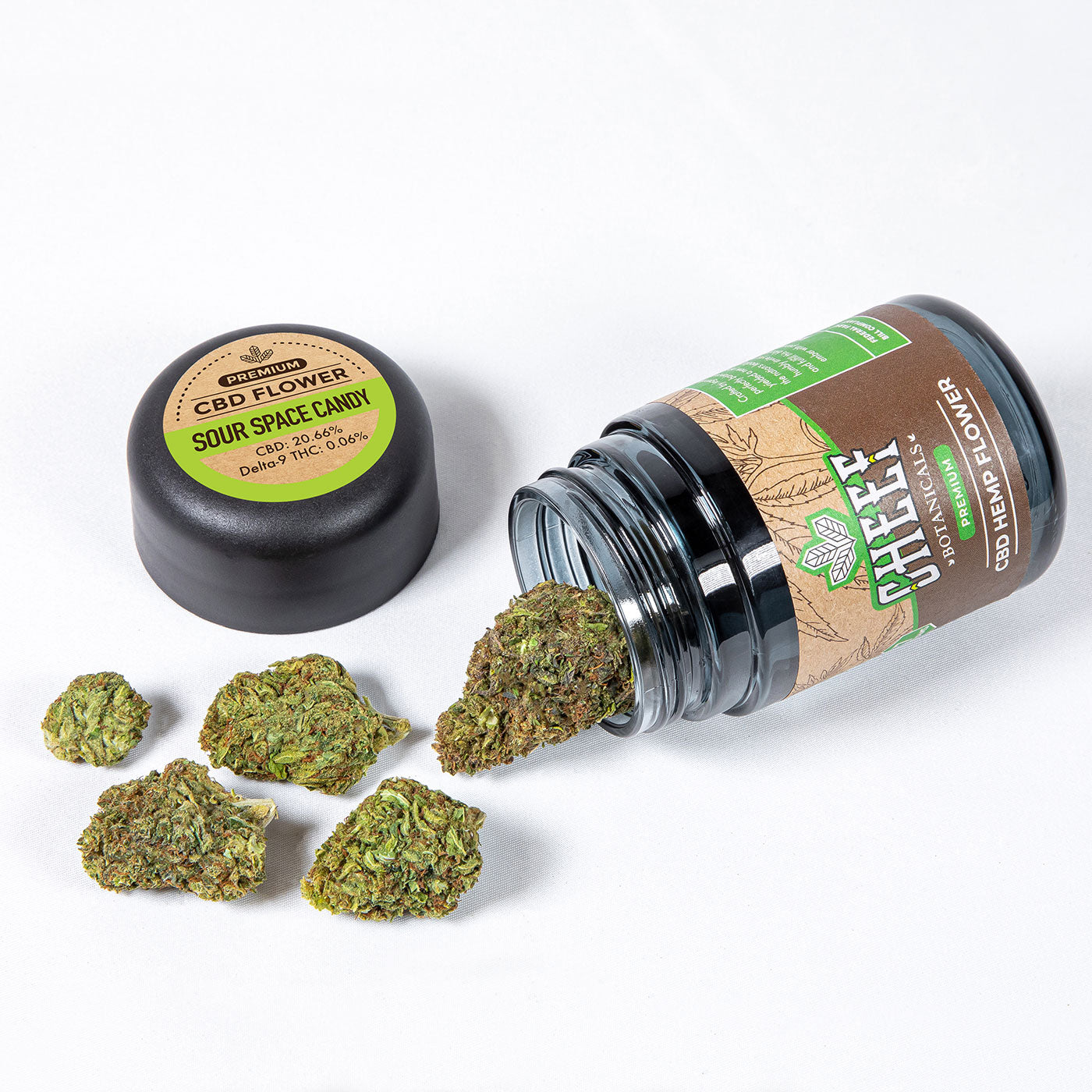 sour space candy cbd flower with jar